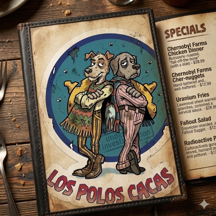 Parody restaurant menu Los Polos Cacas