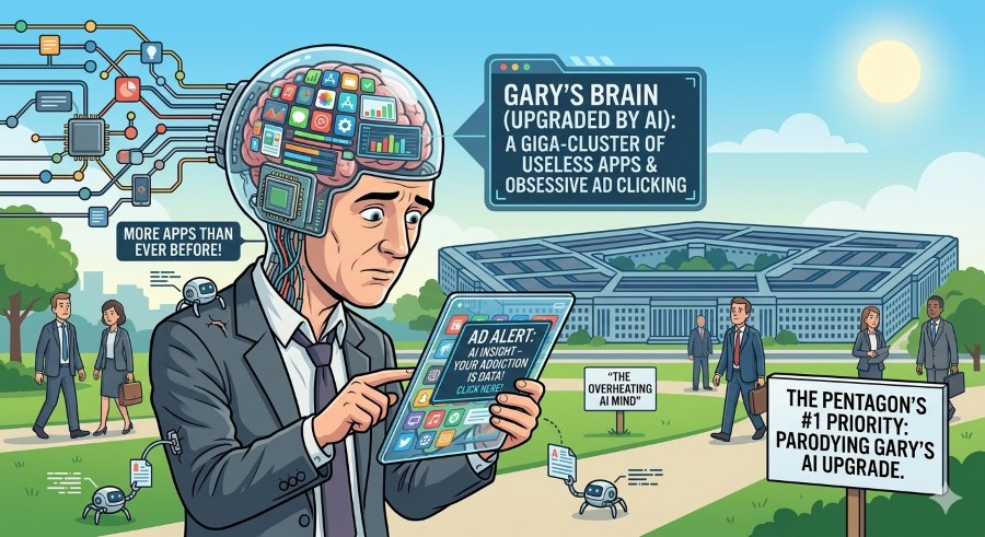 illustration of man with a computer brain